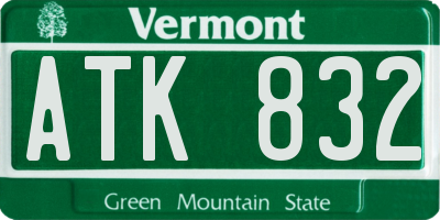 VT license plate ATK832