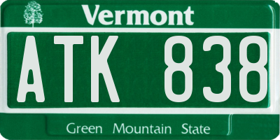 VT license plate ATK838