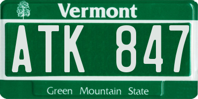 VT license plate ATK847