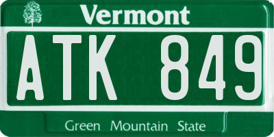 VT license plate ATK849
