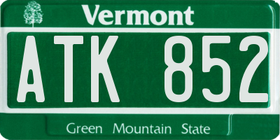 VT license plate ATK852