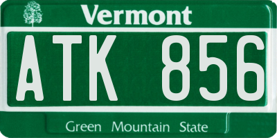 VT license plate ATK856
