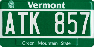 VT license plate ATK857