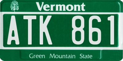 VT license plate ATK861