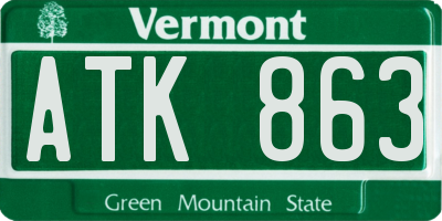 VT license plate ATK863
