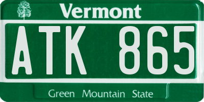 VT license plate ATK865