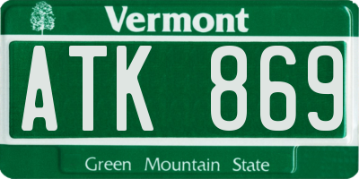 VT license plate ATK869