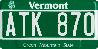 VT license plate ATK870