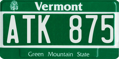 VT license plate ATK875