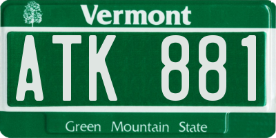 VT license plate ATK881
