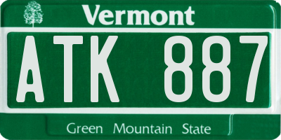 VT license plate ATK887
