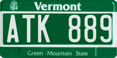 VT license plate ATK889