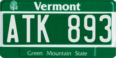 VT license plate ATK893