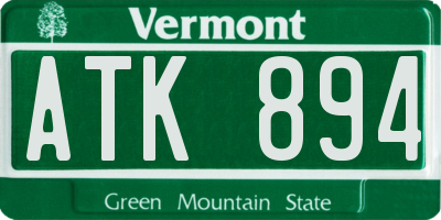 VT license plate ATK894