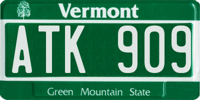 VT license plate ATK909