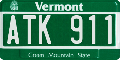 VT license plate ATK911