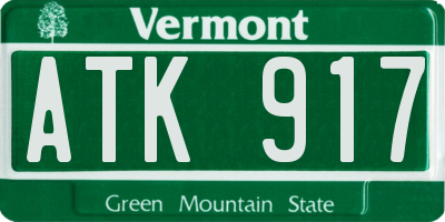 VT license plate ATK917