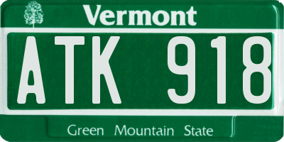 VT license plate ATK918
