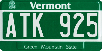 VT license plate ATK925