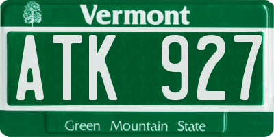 VT license plate ATK927
