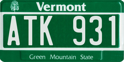 VT license plate ATK931