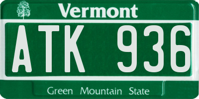 VT license plate ATK936