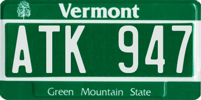 VT license plate ATK947