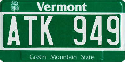 VT license plate ATK949