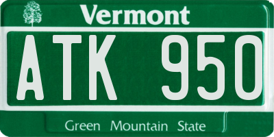 VT license plate ATK950