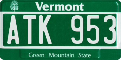 VT license plate ATK953