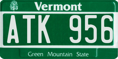 VT license plate ATK956