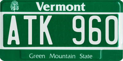 VT license plate ATK960