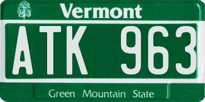VT license plate ATK963