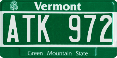VT license plate ATK972