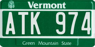 VT license plate ATK974