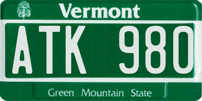 VT license plate ATK980