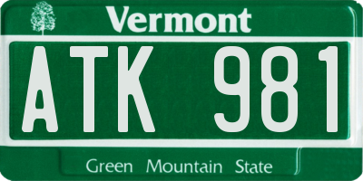 VT license plate ATK981