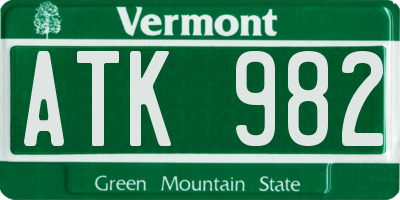 VT license plate ATK982