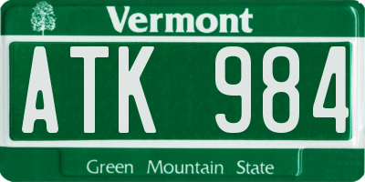 VT license plate ATK984