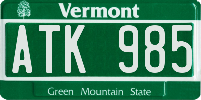 VT license plate ATK985