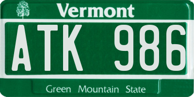VT license plate ATK986