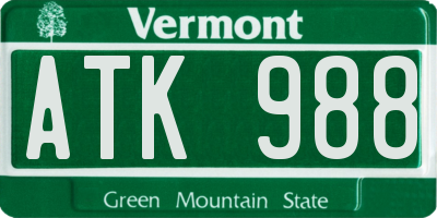 VT license plate ATK988