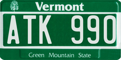 VT license plate ATK990