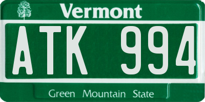 VT license plate ATK994