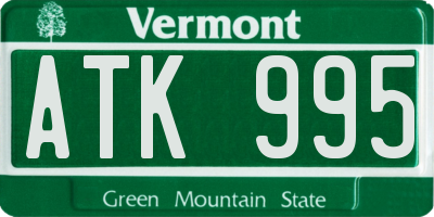 VT license plate ATK995