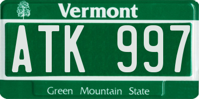 VT license plate ATK997