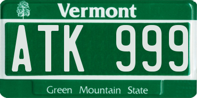 VT license plate ATK999