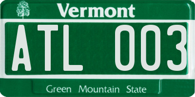 VT license plate ATL003