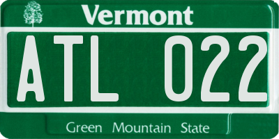 VT license plate ATL022