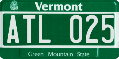 VT license plate ATL025